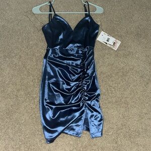 NWT blue homecoming dress with slit